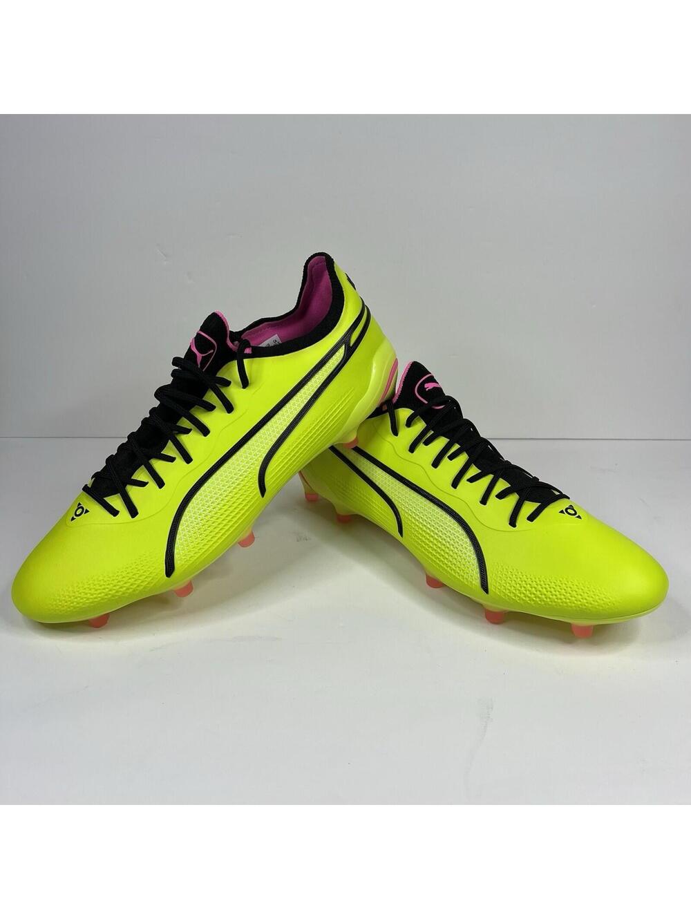 PUMA KING Ultimate FG/AG Men US Sz 9.5 Soccer Cleats 107563-06 Lime Blk Pink NEW